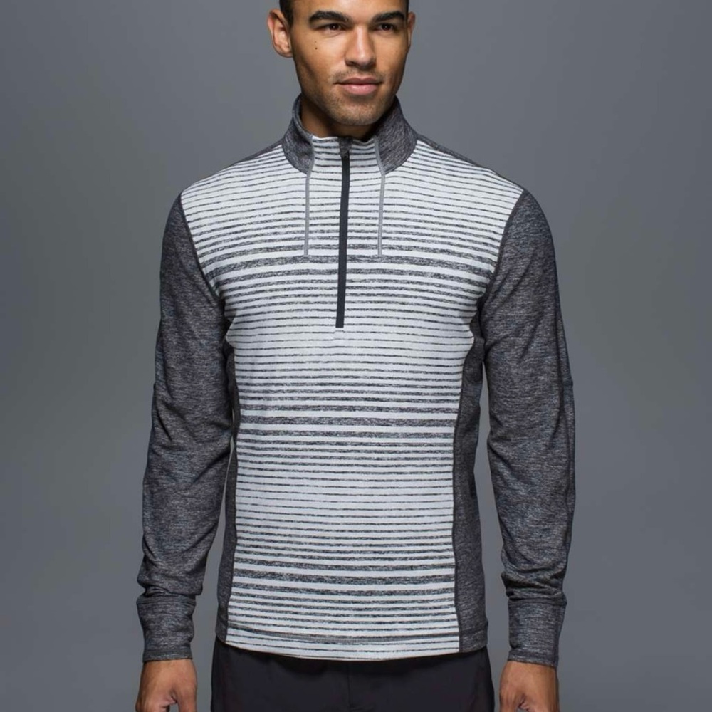 Lululemon Men Sweat Session 1/2 Zip
Mini Akido Stripe Heathered Black Heathered